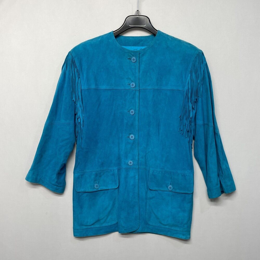 Vintage Sandra Roth CIAOSport 100% Suede Leather Jacket Size 8 Western M280 -21